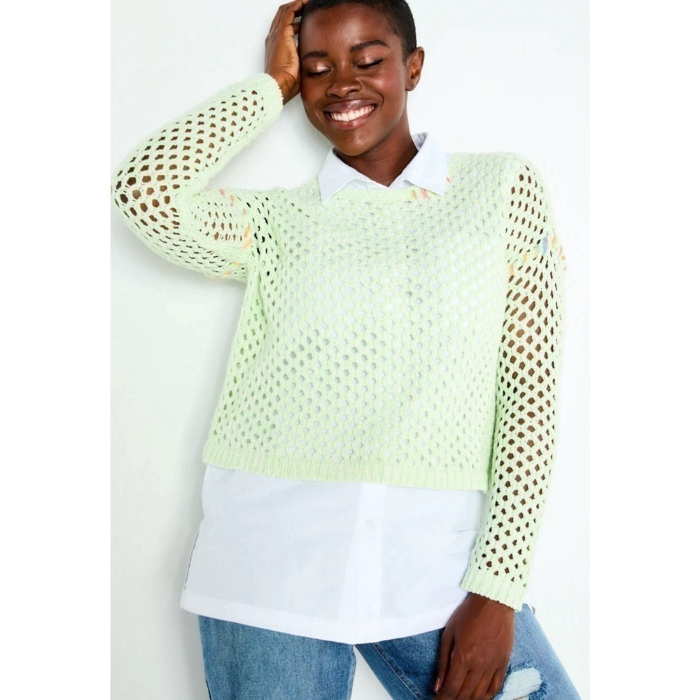 Lisa Todd Twister Resort Sweater in Sour Apple Large